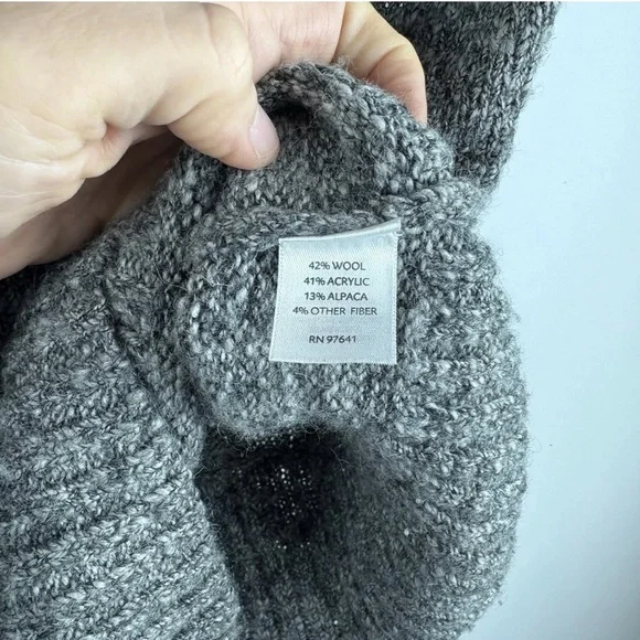 J. Jill Women's Gray Marbled Wool Alpaca Blend Zip Sweater Grandpa Cottage M - Picture 6 of 7